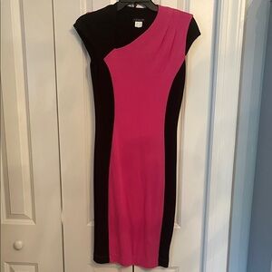 Venus Fuchsia and Black Midi Dress